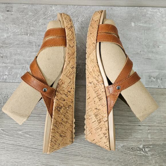 Crocs Women's A-Leigh Brown Leather Wedge Sandal Comfy Strappy Womens Size 11 - Picture 9 of 14
